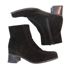 La Canadienne Black Suede Ankle Booties Size 8